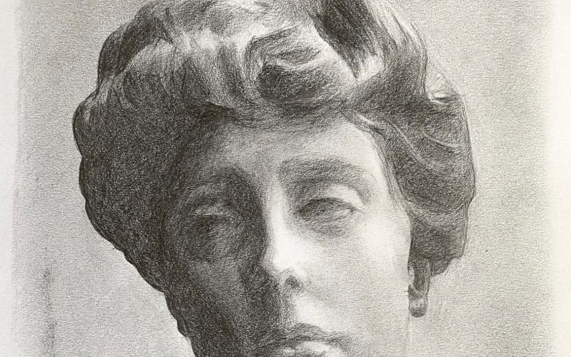 A finished graphite portrait study